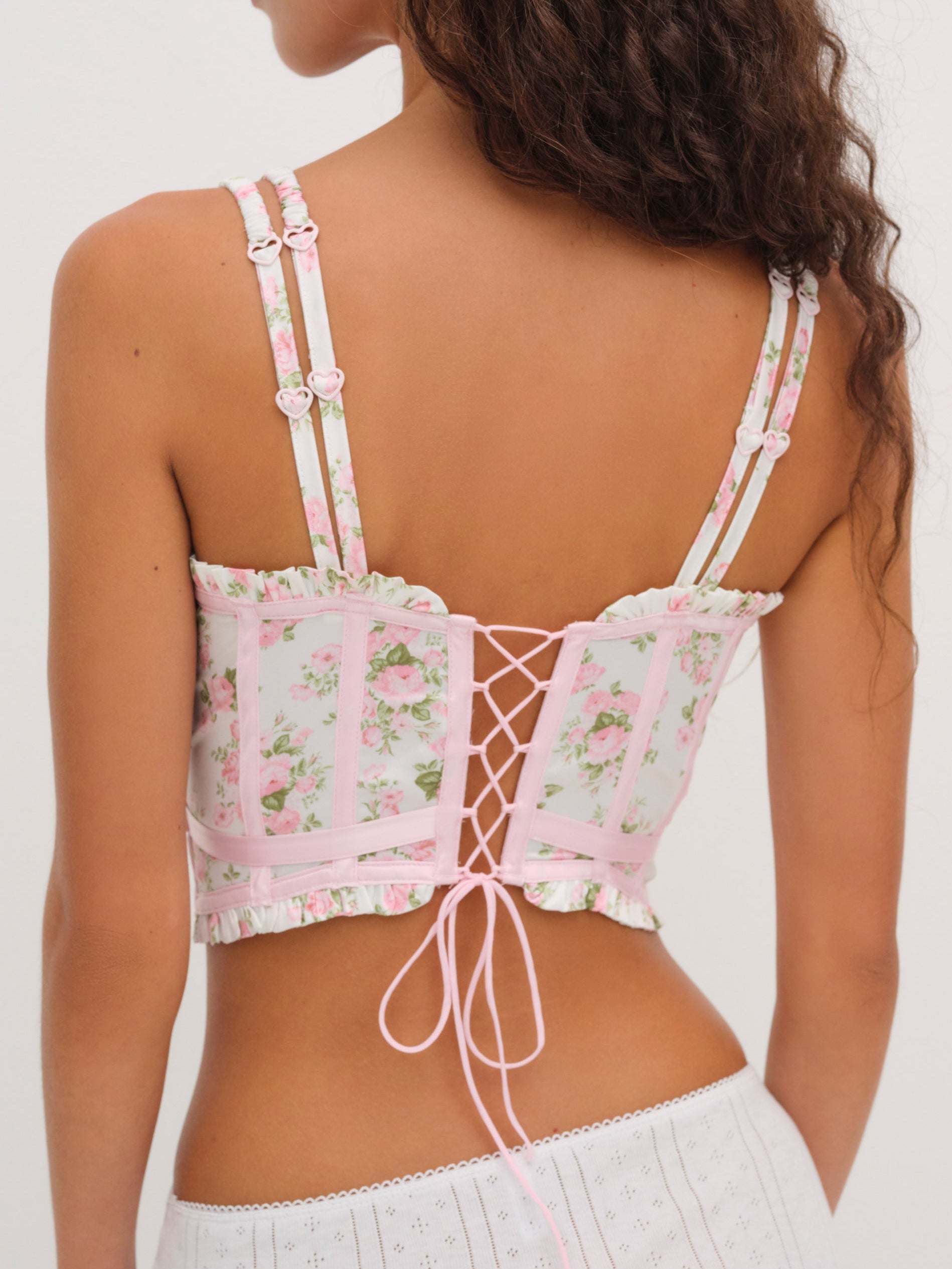 Naima Floral Bustier — Pink | For Love & Lemons