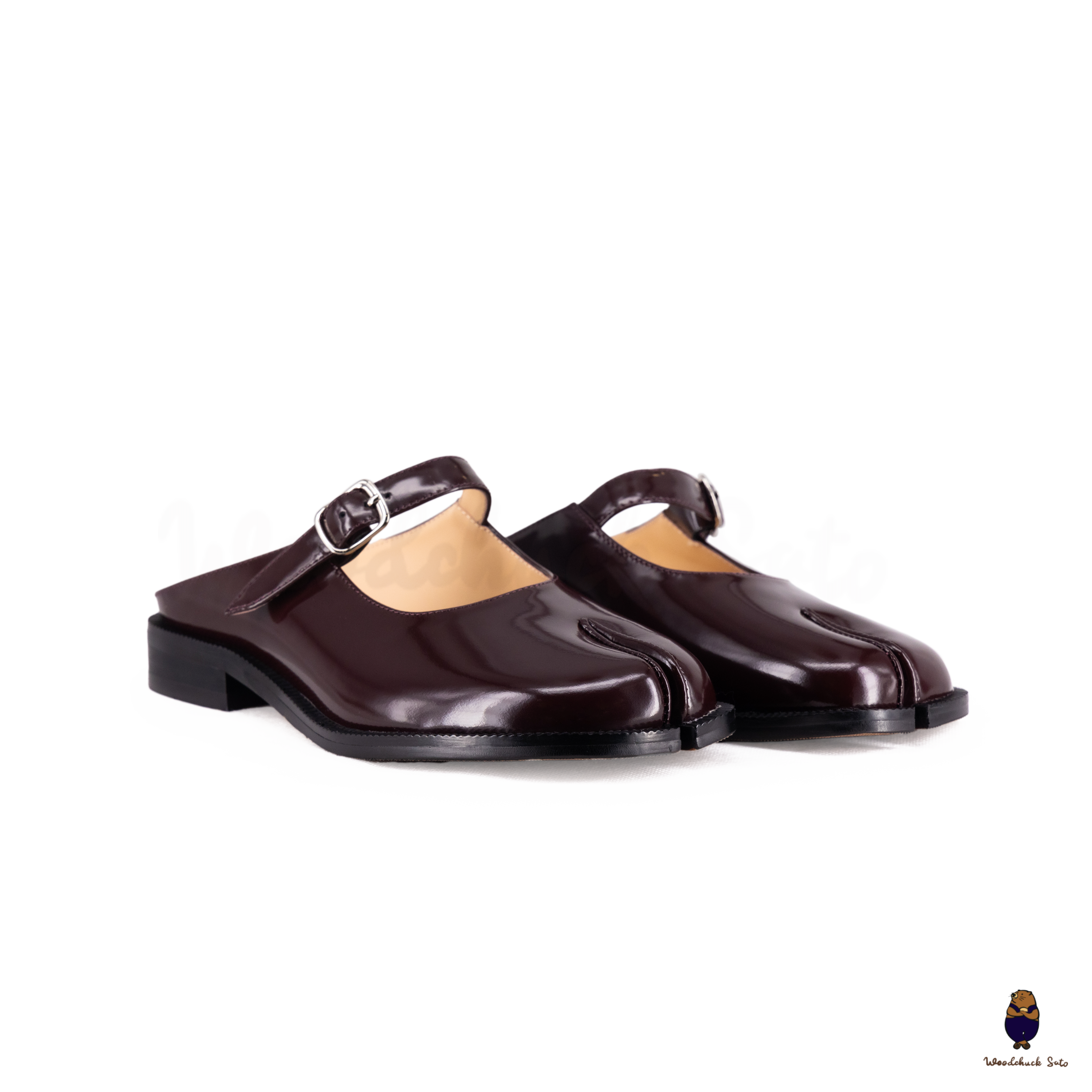 WoodchuckSato Brown Edge-Beaded Cowhide Leather Tabi Mary Jane