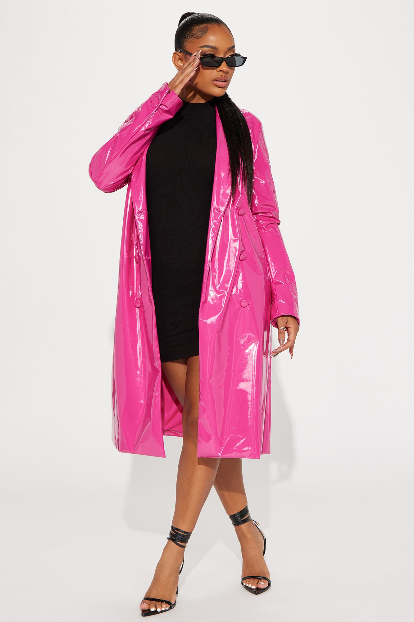City Girls Patent Leather Trench Coat - Fuchsia | Fashion Nova