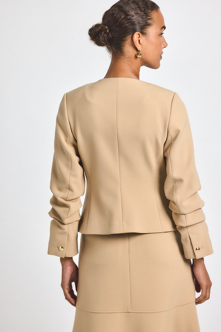 Novessa Ruched Sleeve Jacket - Camel – Derek Lam
