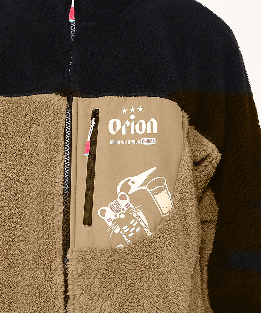 ORION×CHUMSコラボ25FW】YAMANEKO フリースジャケット BLACK/BEIGE