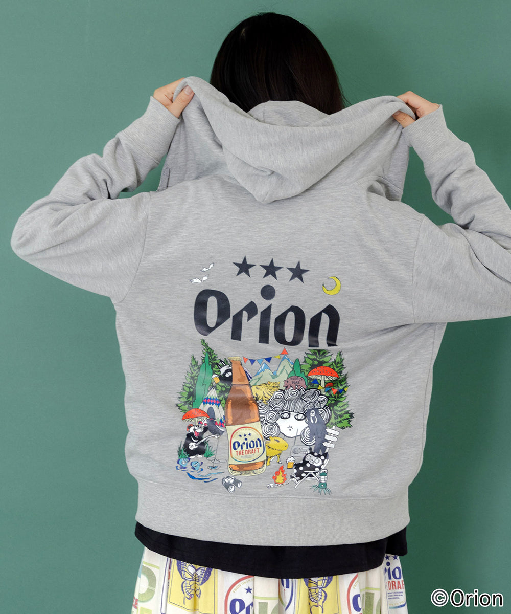 ORION×ScoLar アニマルカーニバル柄パーカー グレー スカラーコラボ