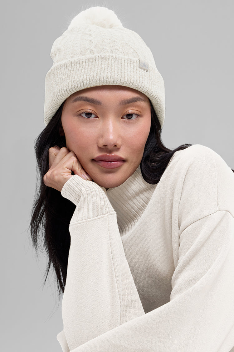 Cable Knit Winter Bliss Beanie - Ivory | ALO