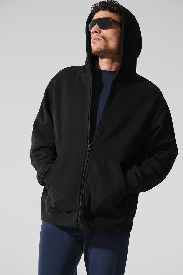 Renown Heavy Weight Full Zip Hoodie - Black | ALO