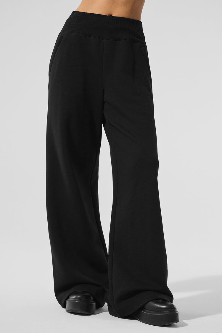 Serenity Wide Leg Sweatpant - Black | ALO