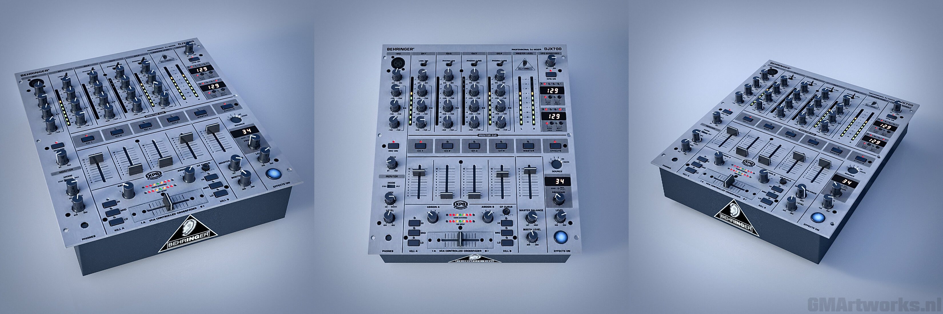 Behringer DJX700 DJ Mixer 3D Render, Digital Art by GMArtworks