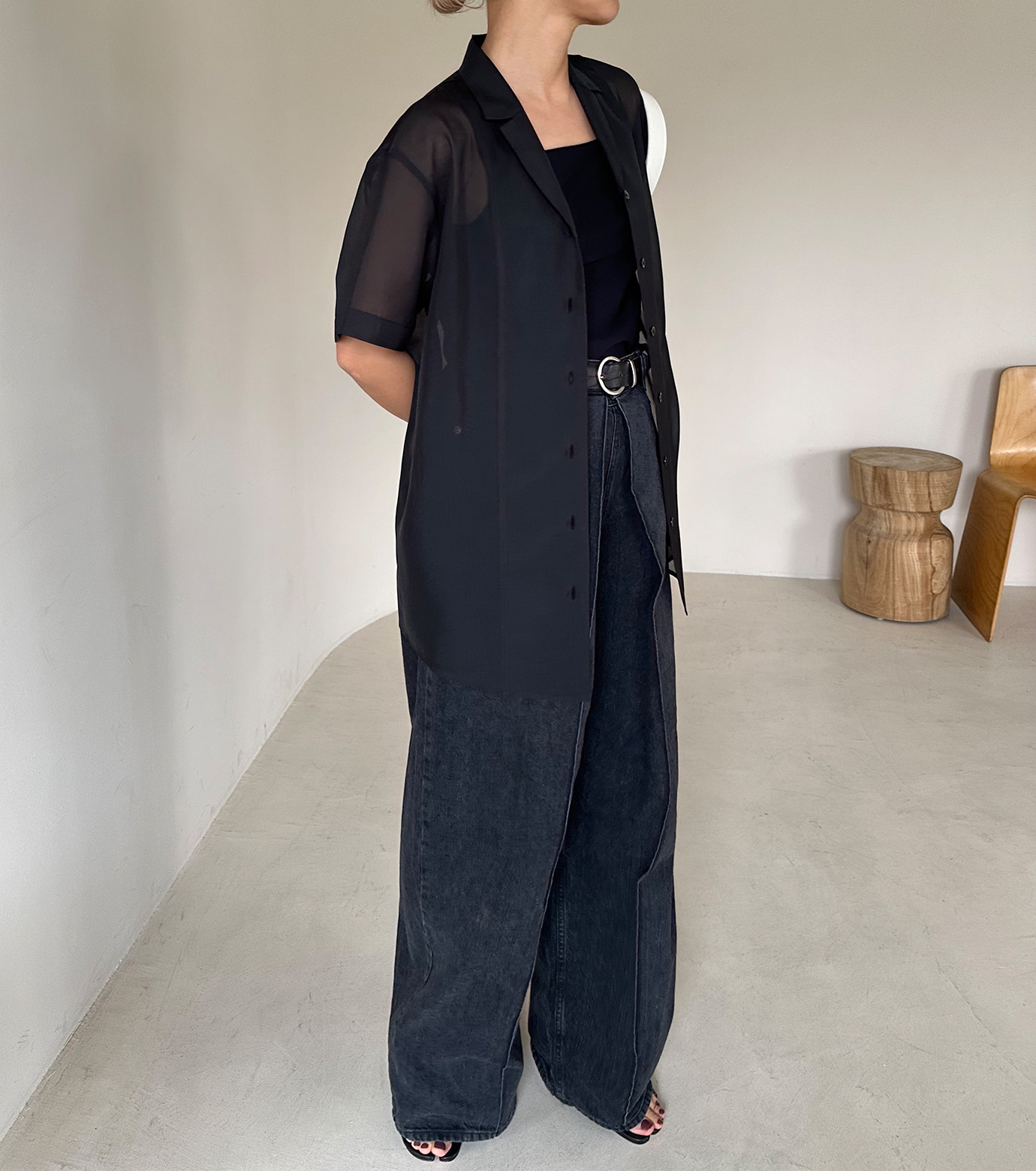 ル シェル ブルー - LE CIEL BLEU | Front Tuck Wide Denim | RESTIR