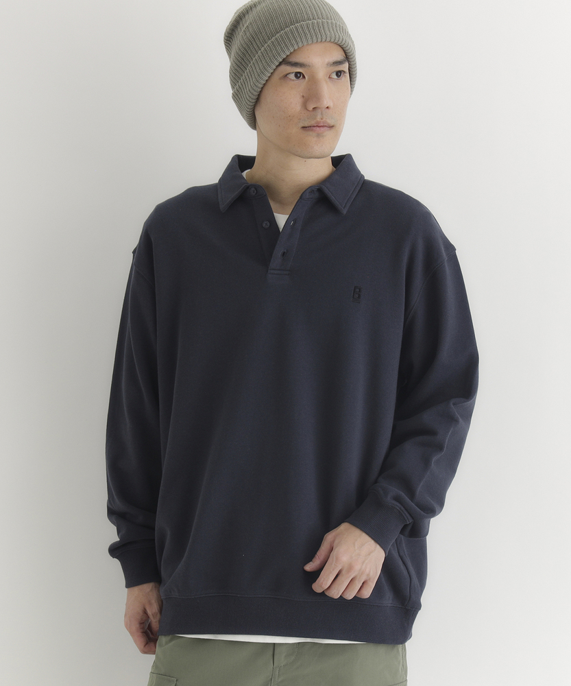 スウェットポロ襟トレーナー(M ネイビー): トップス｜Right-on公式
