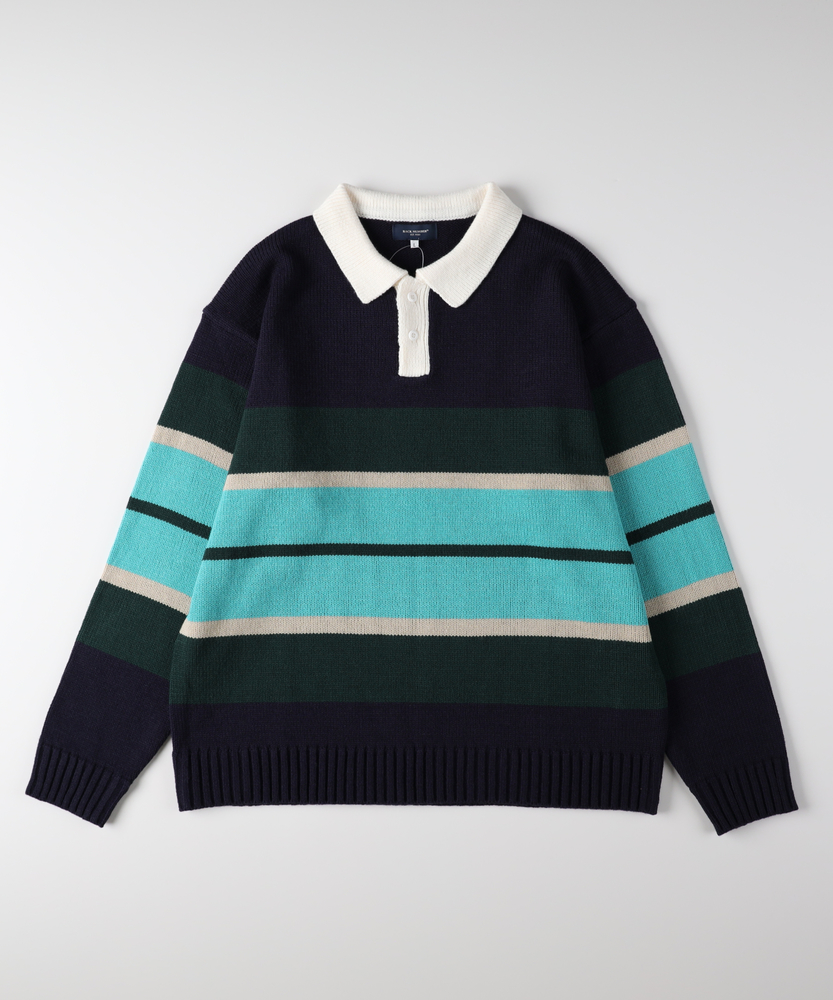 マルチボーダーポロ襟セーター(S ネイビー): トップス｜Right-on公式