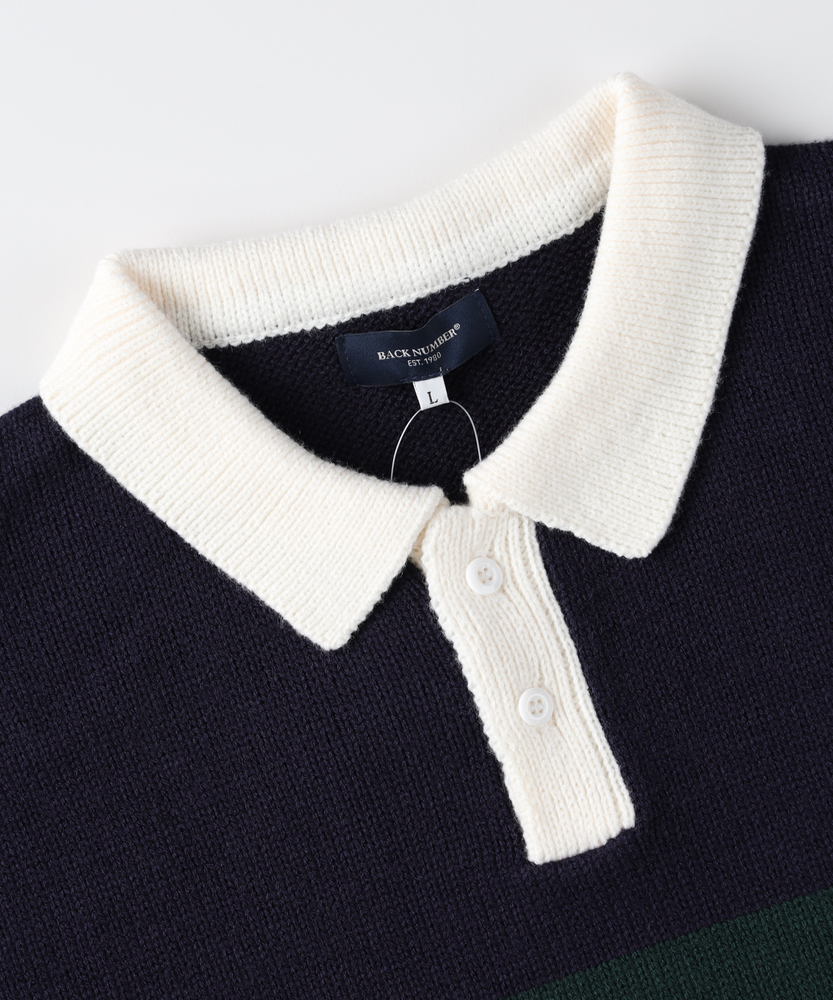 マルチボーダーポロ襟セーター(S ネイビー): トップス｜Right-on公式