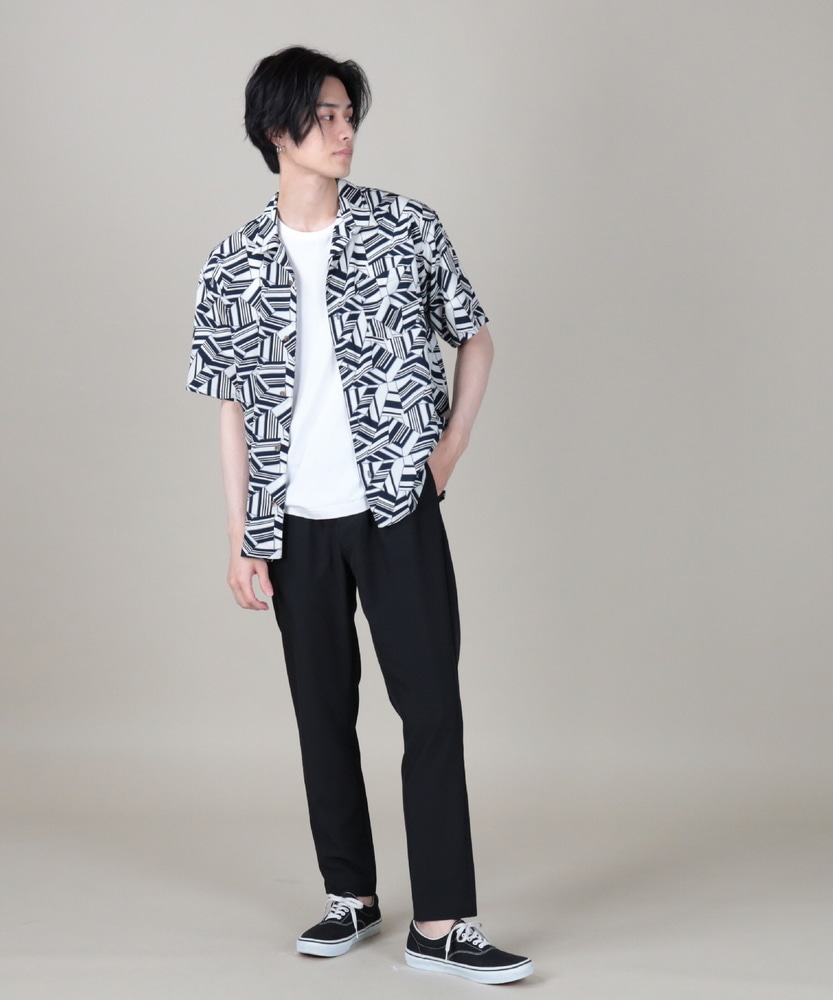 幾何学柄シャツ メンズ(M ネイビー): トップス｜Right-on公式