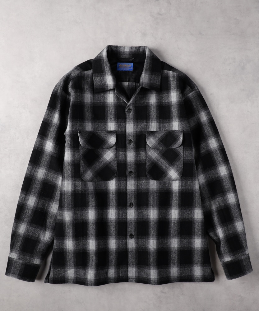 ウールミックスオープンカラーシャツ(S ブラック): トップス｜Right-on