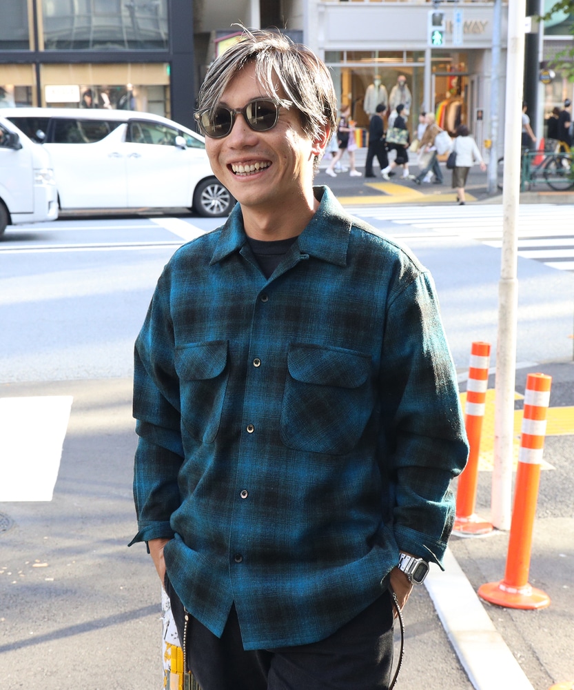 ウールミックスオープンカラーシャツ(S ブラック): トップス｜Right-on