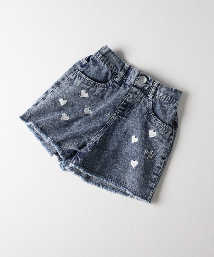 ハート刺繍デニムショートパンツ(130 ブルー): ボトムス｜Right-on公式