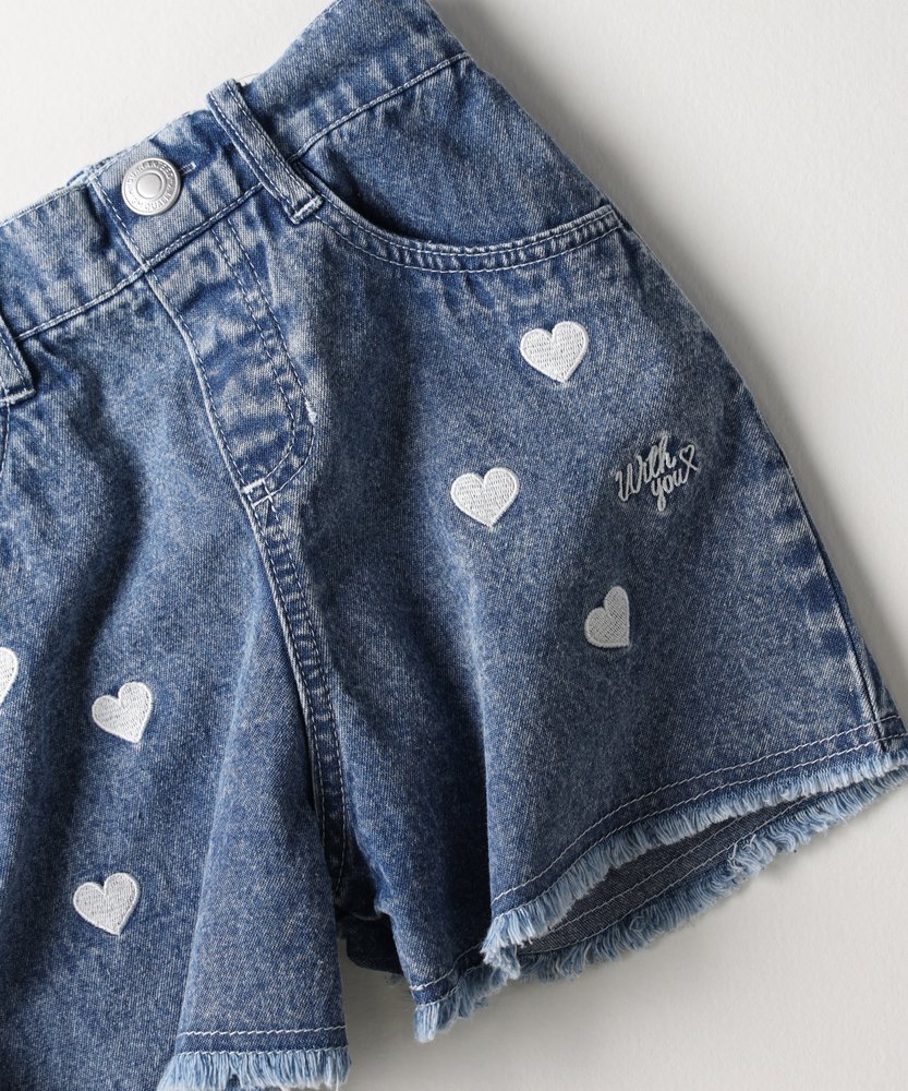 ハート刺繍デニムショートパンツ(130 ブルー): ボトムス｜Right-on公式