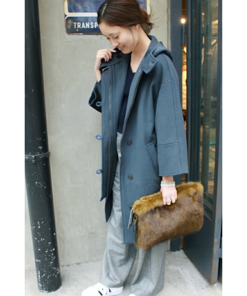 スローブイエナ フード付きダッフルコート ライトベージュ SLOBE IENA