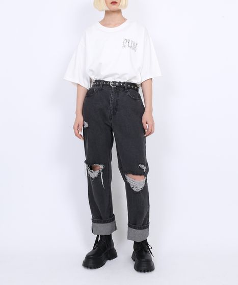 ダメージレギュラーデニムパンツ[商品：PN22T-003] - PUNYUS Online