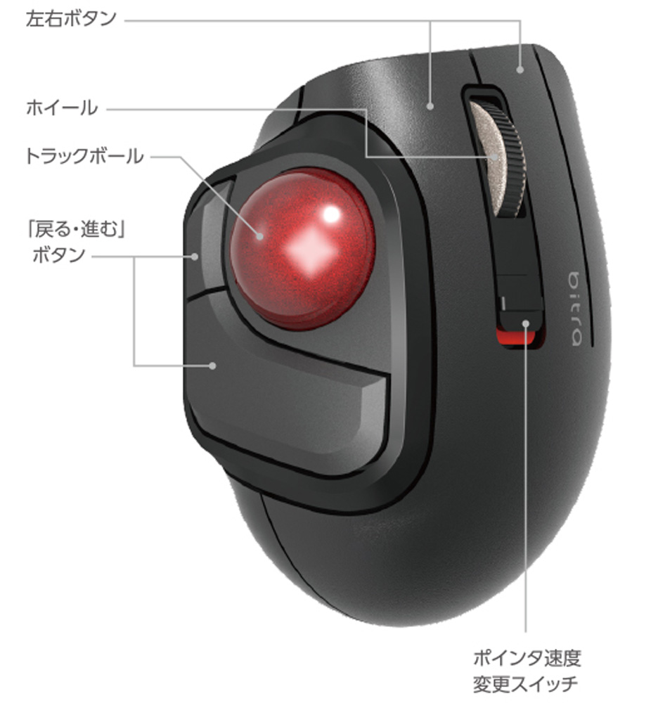 ELECOM エレコム M-MT1BRSBK “bitra(ビトラ)” Bluetooth接続 5ボタン