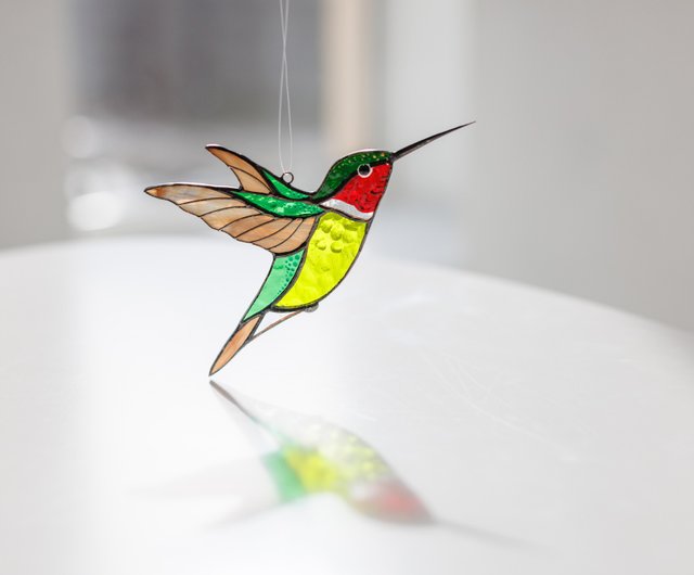 送料無料】ウクライナ Hummingbird suncatcher stained glass, window