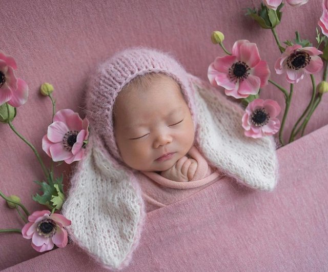 ロシア 新生児の写真小道具 ウサギのボンネット Bunniesband - Pinkoi