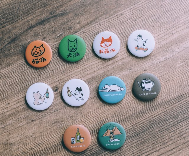 台湾 イラスト手書きミニバッジ ピンズ バッジ - 3個1セット 全10種類
