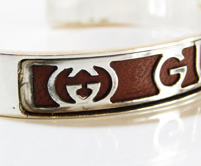 OLD GUCCI オールドグッチ ヴィンテージ シルバー925 ブラウンレザー