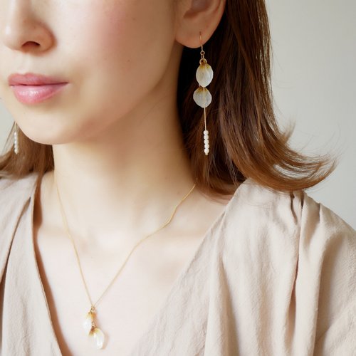紅葉カラーの紫陽花アクセサリーピアス/イヤリング〜秋の手作りjewelry