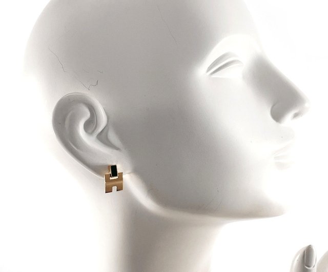 日本直送 中古美品】エルメス HERMES ピアス アイリーン Hロゴ メタル