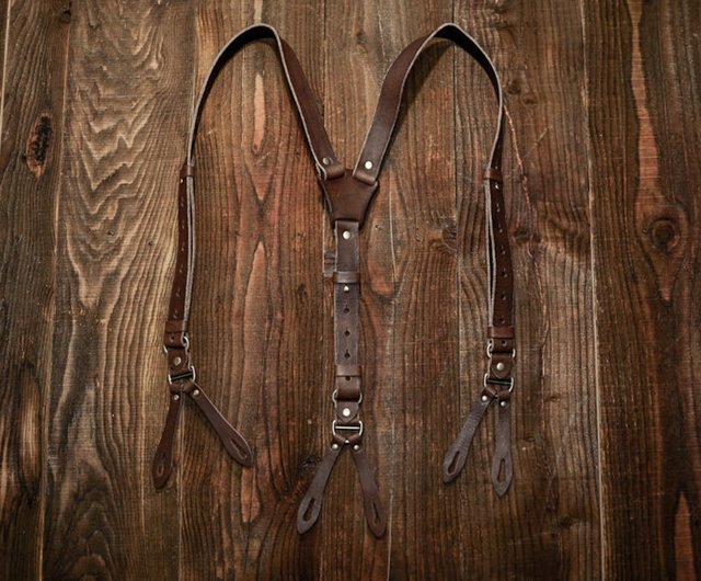 送料無料】台湾 ワーカースタイルのレザーサスペンダー HEYOU