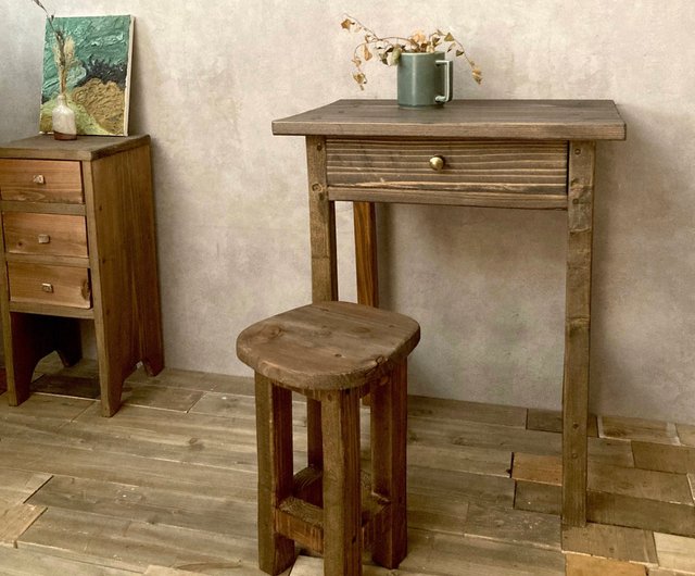 日本産杉無垢材 スツール ヴィンテージ 椅子 シャビー 北欧 観葉植物