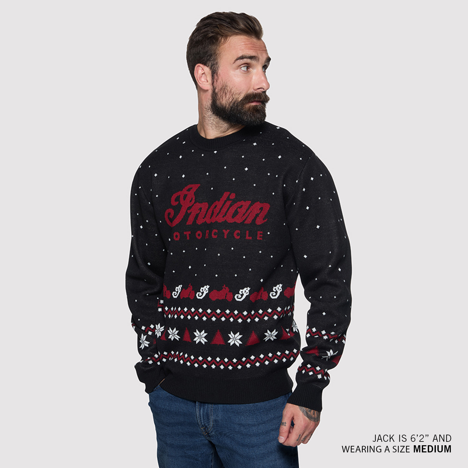 Unisex Script Holiday Sweater, Black | Indian Motorcycle