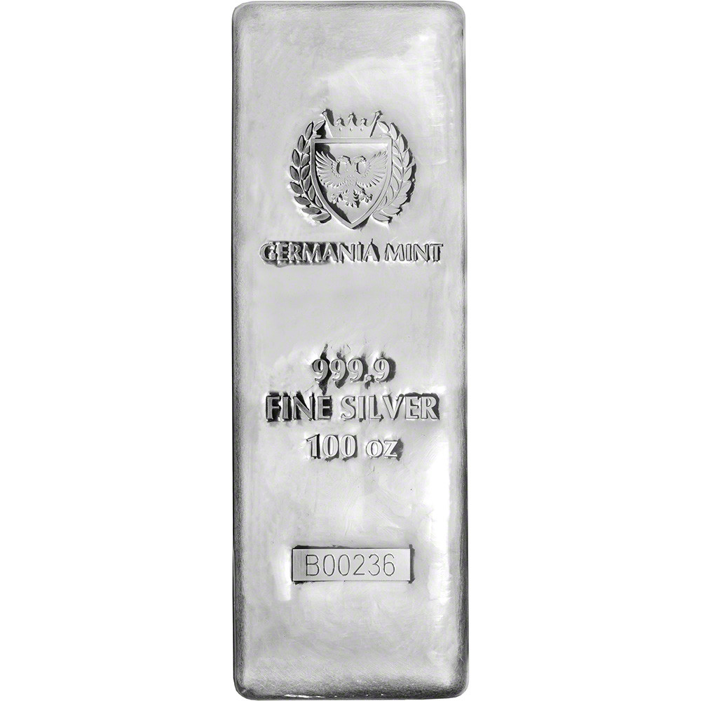 100 oz Germania Mint Silver Bar 9999 Fine [SILVER-Bar-100oz-GM