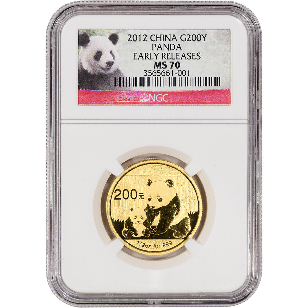 2012 China Gold Panda (1/2 oz) 200 Yuan - NGC MS70 - Early