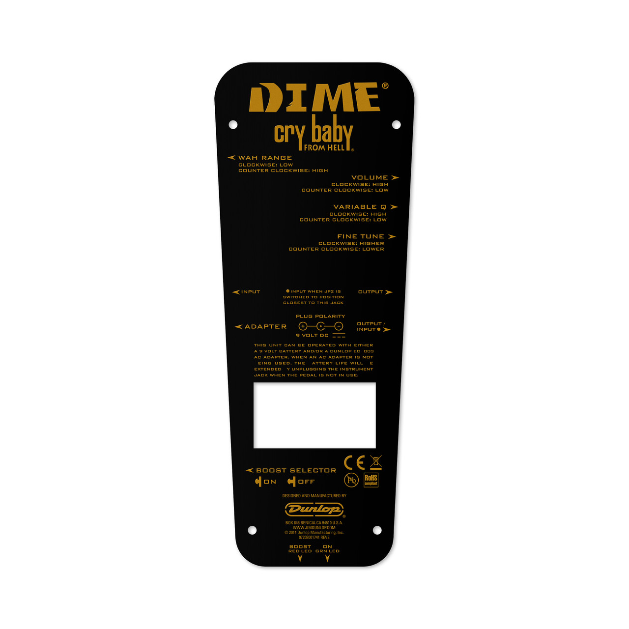 DB01 DIME® CRY BABY® WAH FROM HELL BOTTOM PLATE - Dunlop