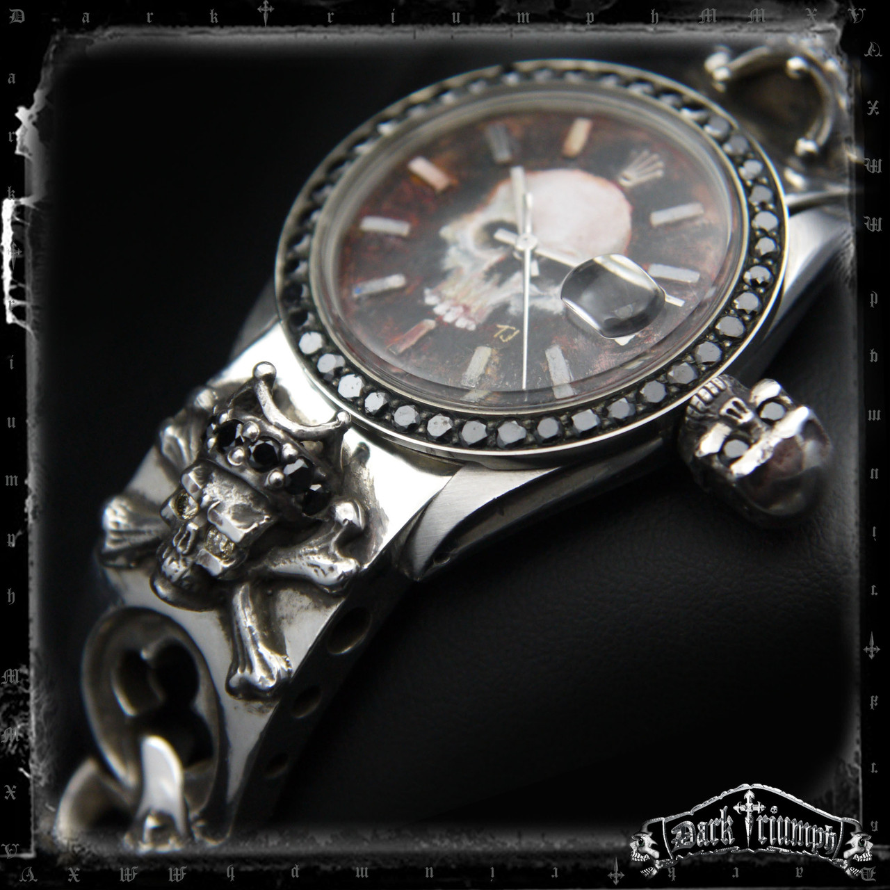 Vintage Rolex Watches | Diamond Gold Sterling Silver Skull Bracelet