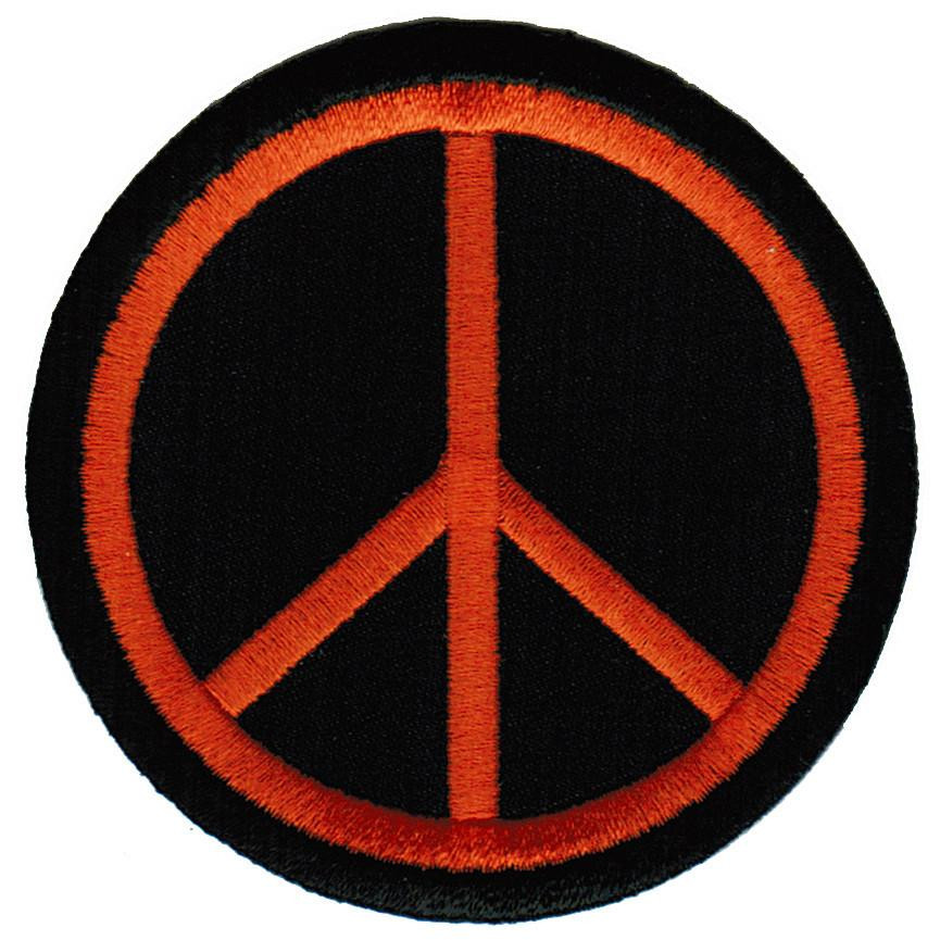 Peace Sign Black/Orange Embroidered Patch