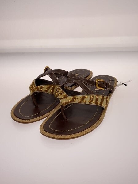 PRADA(プラダ) / ハラコ/スタッズ/スレ・キズ箇所有/サンダル/38/BRW