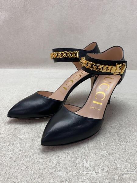 GUCCI(グッチ) / チェーンアンクルストラップパンプス/37/BLK/レザー