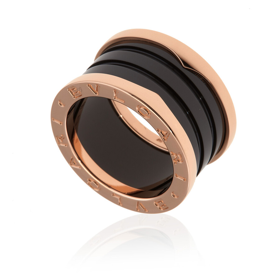 Bvlgari B.Zero1 4-Band 18 kt Rose Gold and Black Ceramic Ring