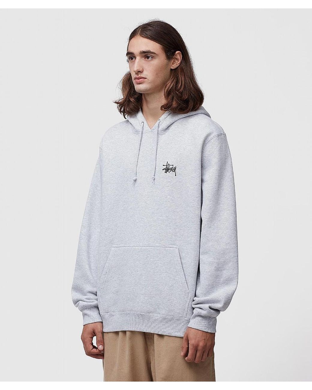 Stussy Basic Hoodie in Grey for Men | Lyst Canada