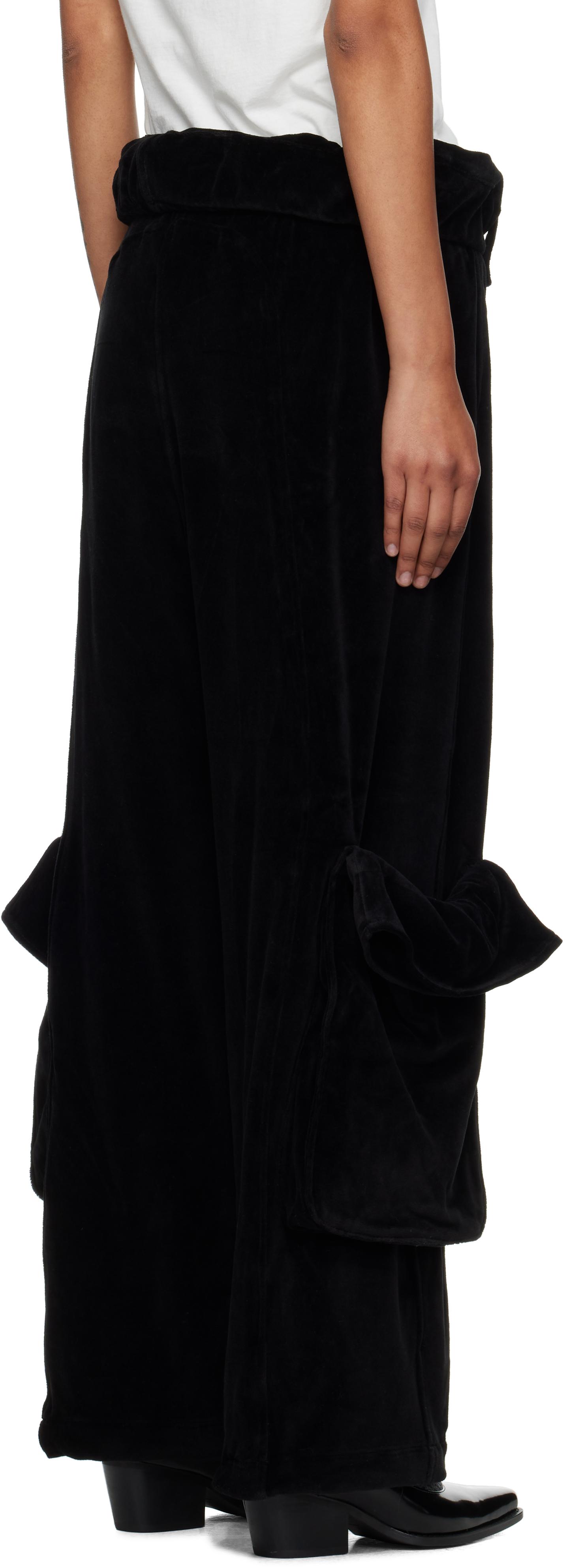 OPEN YY Rolled Waist Velour Cargo Pants in Black | Lyst
