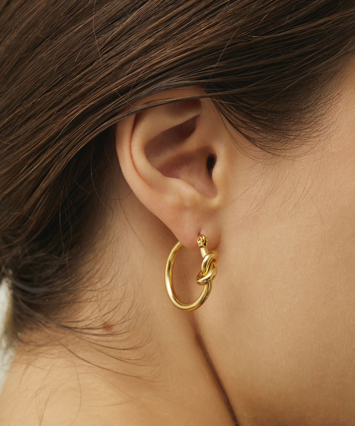 ゴールド]ノットフープピアス