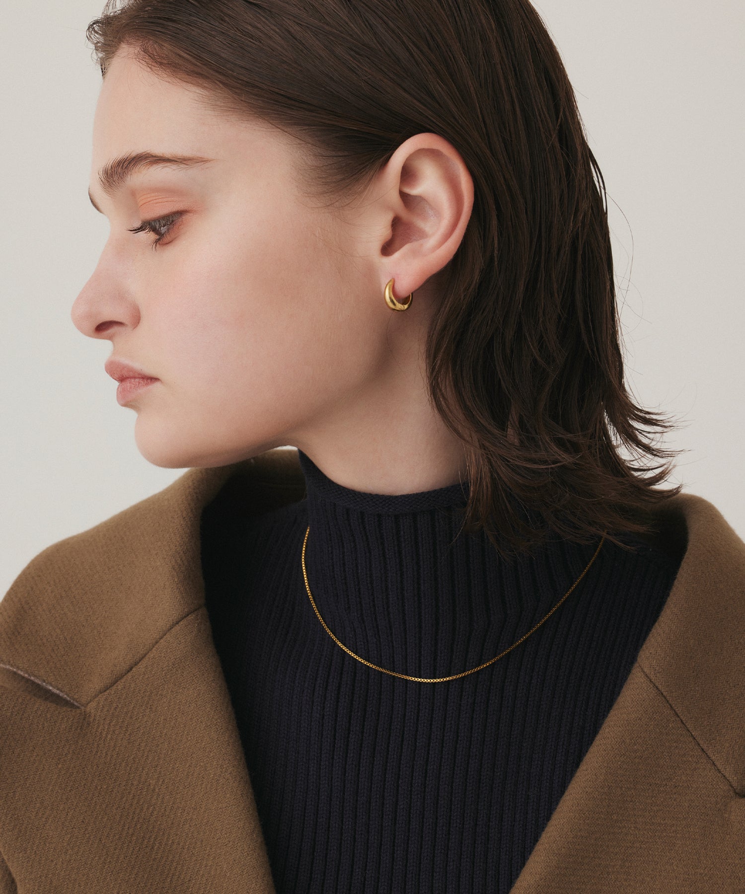 ゴールド]ドロップフープピアス