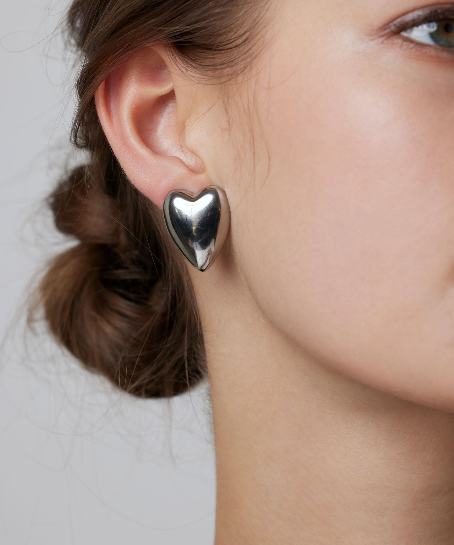 シルバー]ビッグハートイヤリング