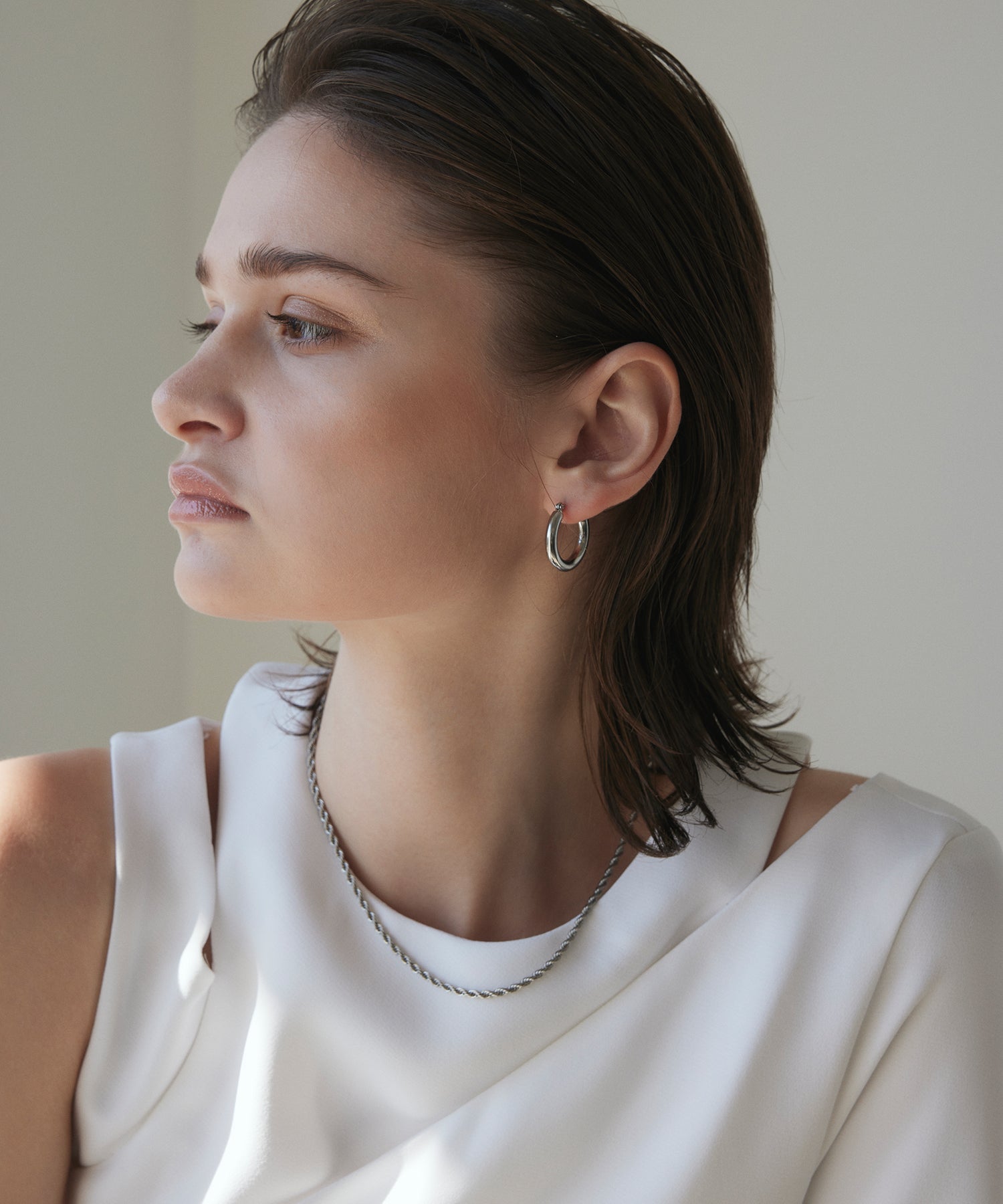 シルバー]ボリュームフープピアス