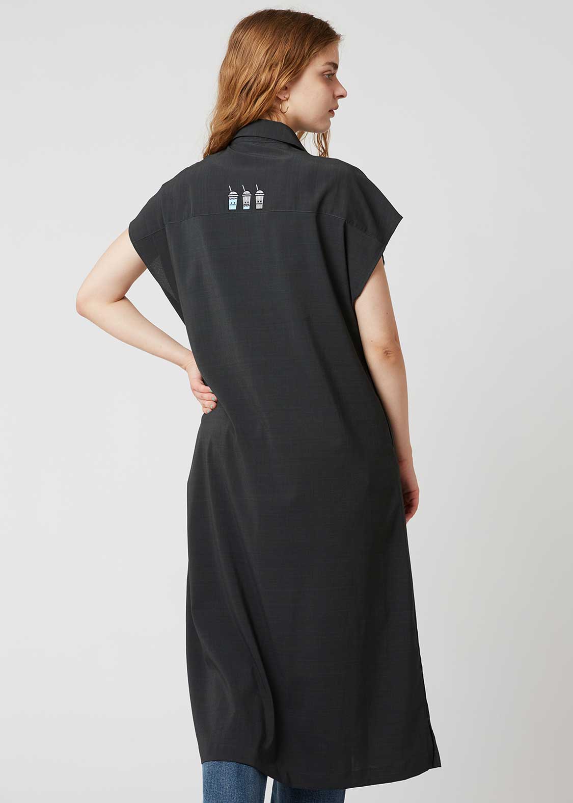 ビューティフルシャドードリンク｜リネンタッチ半袖シャツワンピース