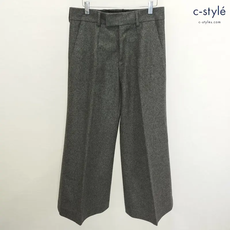 Dior ディオール カシミヤ混ウールワイドパンツ 44 グレー系