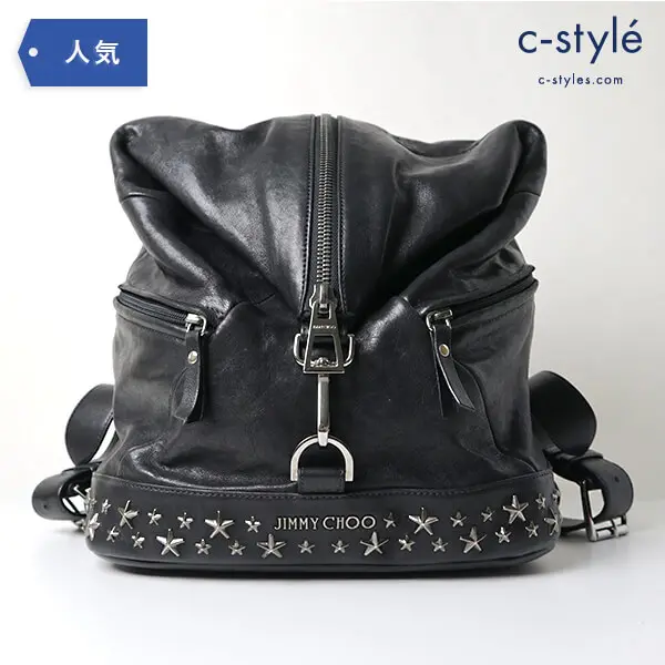 JIMMY CHOO(ジミーチュウ) FITZROY Gunmetal スタースタッズ付 Black