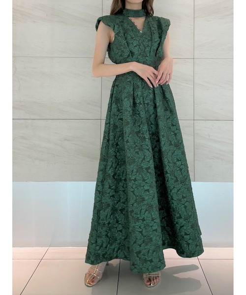 SNIDEL（スナイデル）の「オーバーショルダージャカードワンピース