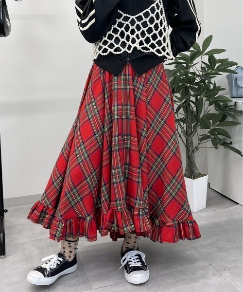 裾フリルロングスカート(se)（スカート）｜almo（アルモ）の